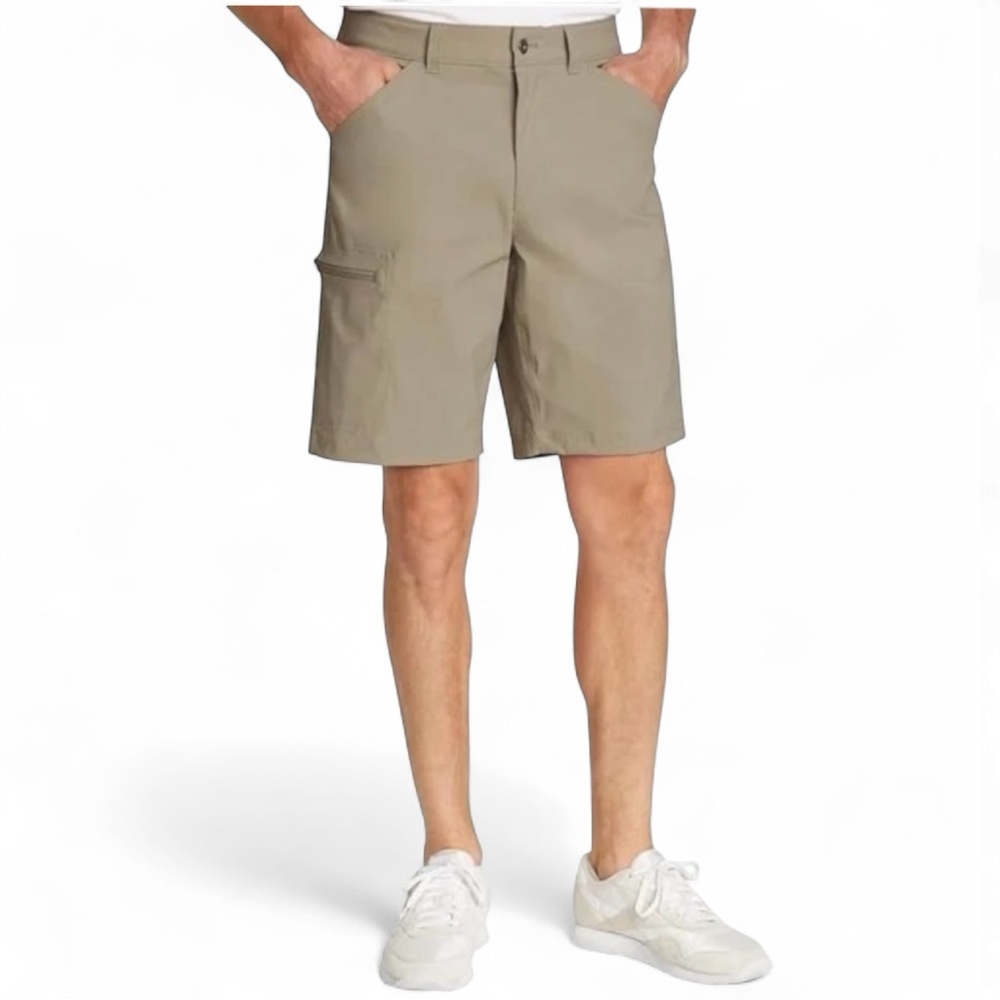 Eddie Bauer Tech Shorts Khaki Tan Lightweight Stretch Size 34